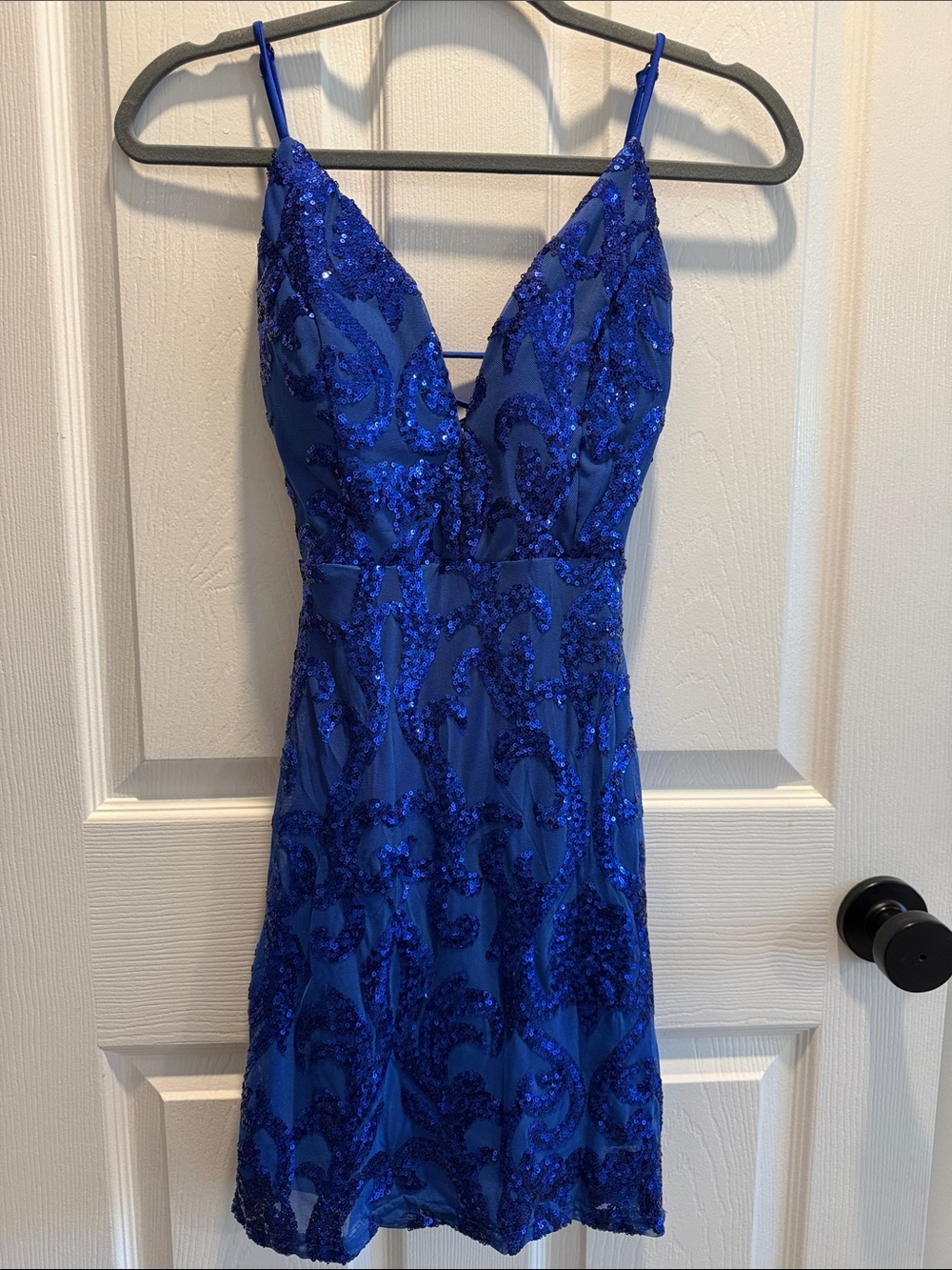 Akira Royal Blue Sequin Spaghetti-Strap Dress like New size small
